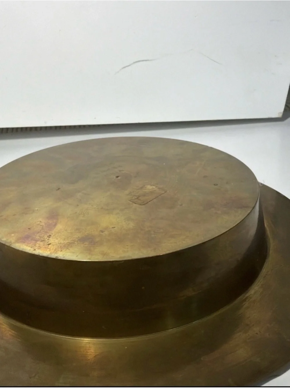 Large Decorative Brass Bowl - Scalloped Rim